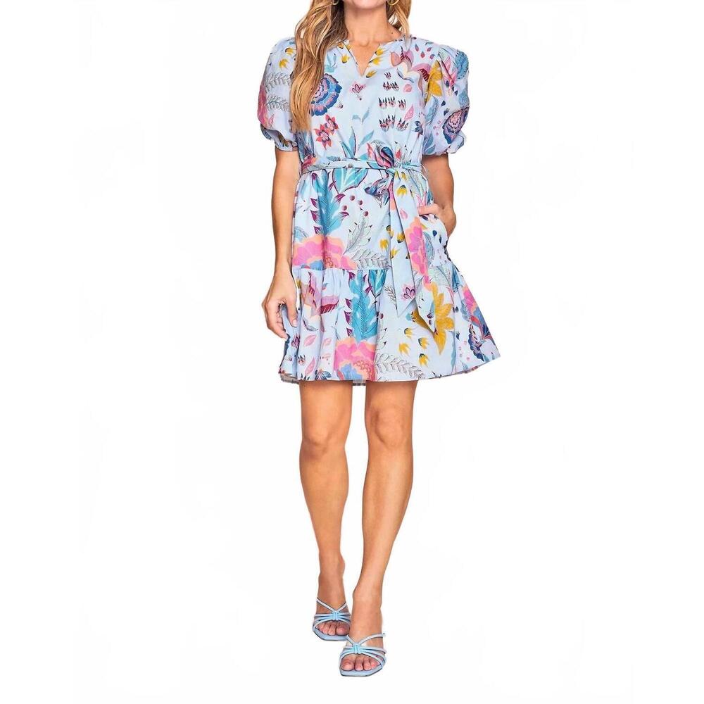 NEW SHERIDAN FRENCH blake floral mini dress in azure garden bouquet